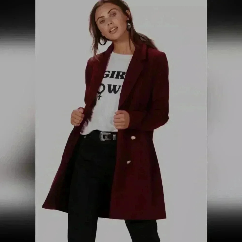 BooHoo Petite Kara Double Breasted Military Duster Size 6